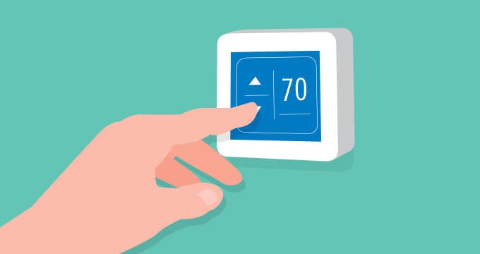 Animated hand adjusting a thermostat